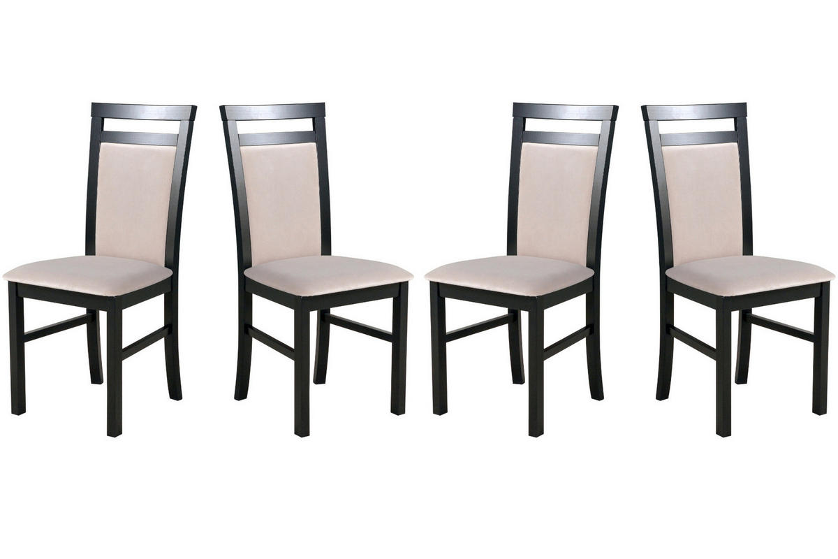 ESSZIMMERSTUHL - Set 4x MILANO 5 schwarz, paros 2 - Beige/Schwarz, Holz (43/94/40cm) - Leaf Design
