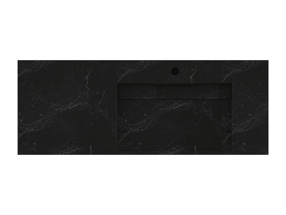 WASCHBECKEN hängend - 120 x 45 x 8 cm - Solid Surface - Marmor-Optik Schwarz - OKAPA - Schwarz, Stein (120.2/8/45.2cm) - Vente-Unique