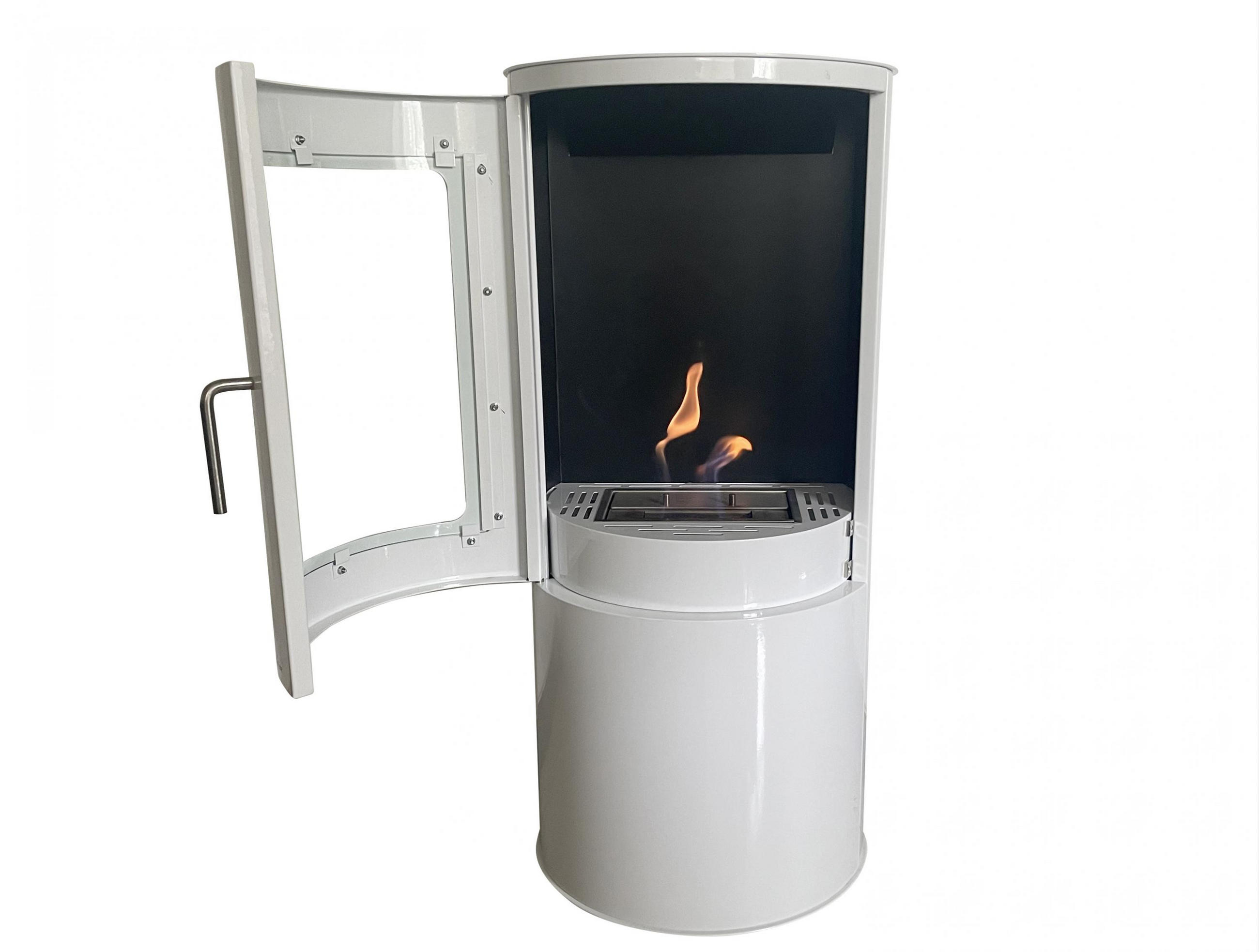 BIOETHANOL-OFEN Weiß inklusive 1.5 L-Tank und 3 kW Leistung - Weiß, Metall (44/96/30cm) - Purline