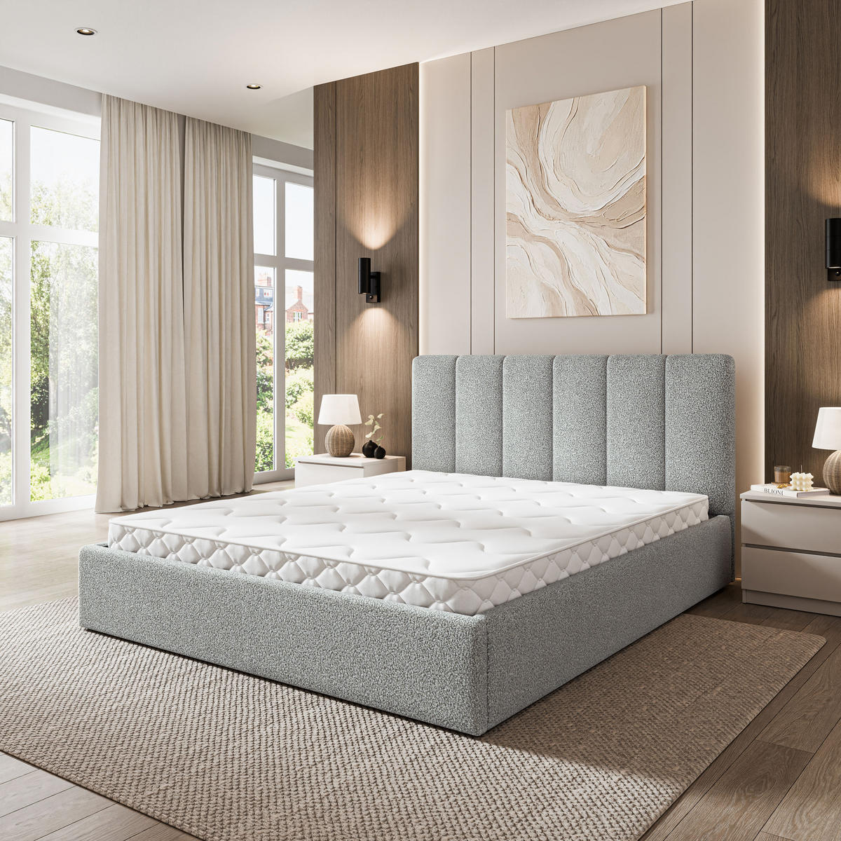 ČALOUNĚNÁ Postel NEMIS 120x200 cm Světle šedá - světle šedá, kompozitní dřevo/textil (120/200cm) - MASSENO