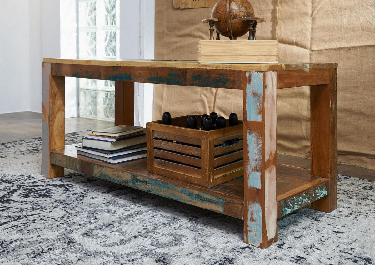 COUCHTISCH Altholz 110x45x50 mehrfarbig lackiert NATURE OF SPIRIT #107 - Multicolor, Holz (110/45/50cm) - Massivmoebel24