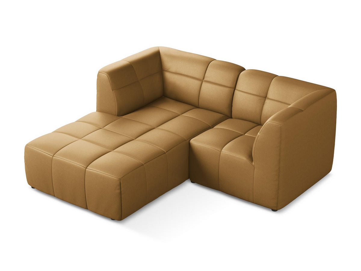 ECKSOFA Links Kunstleder Braun - Cognac/Schwarz, Holzwerkstoff/Kunststoff (191/175cm) - Makamii
