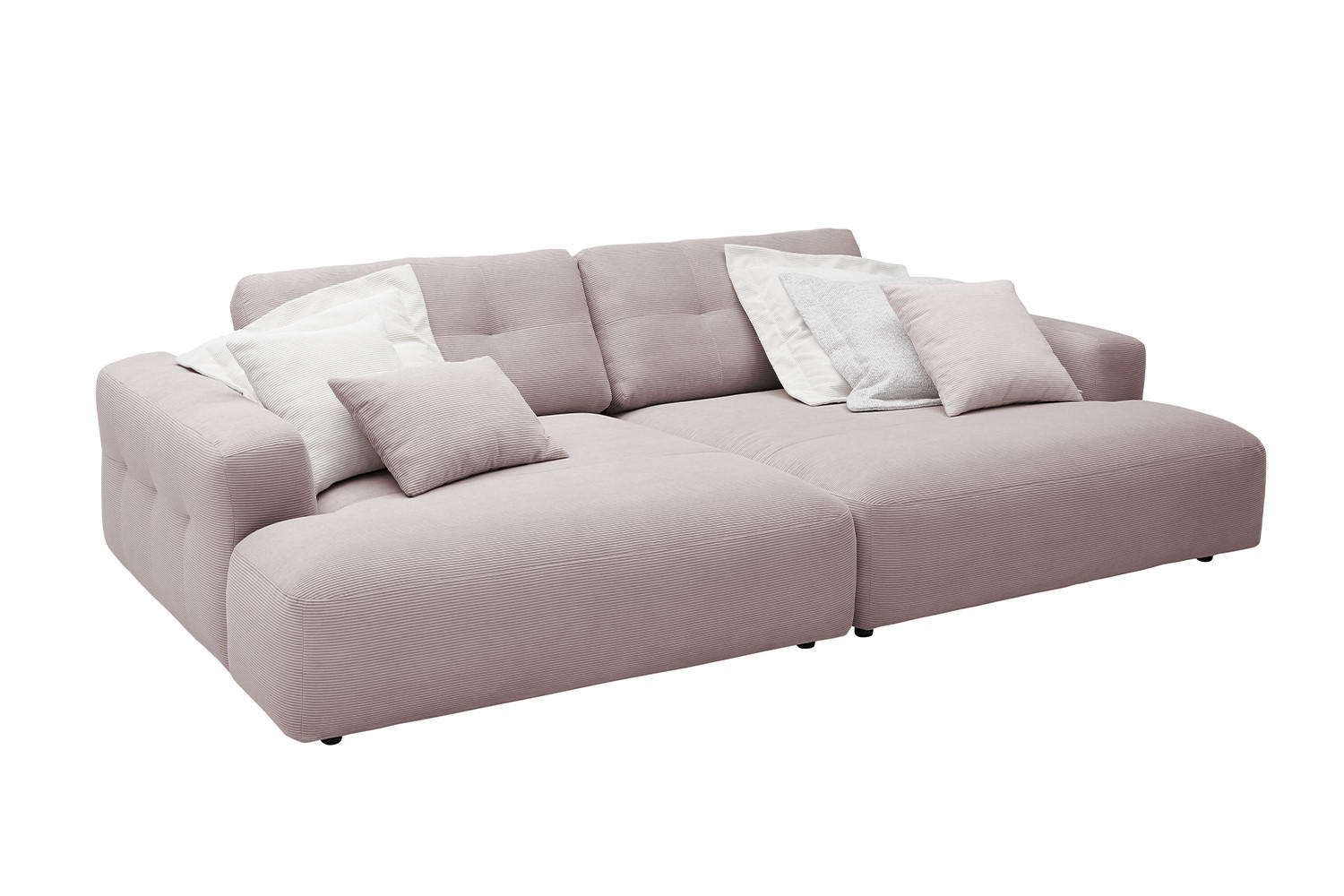 BIG SOFA MIKA Pink Cord - Pink/Schwarz, Kunststoff/Textil (300/86/167cm) - KAWOLA