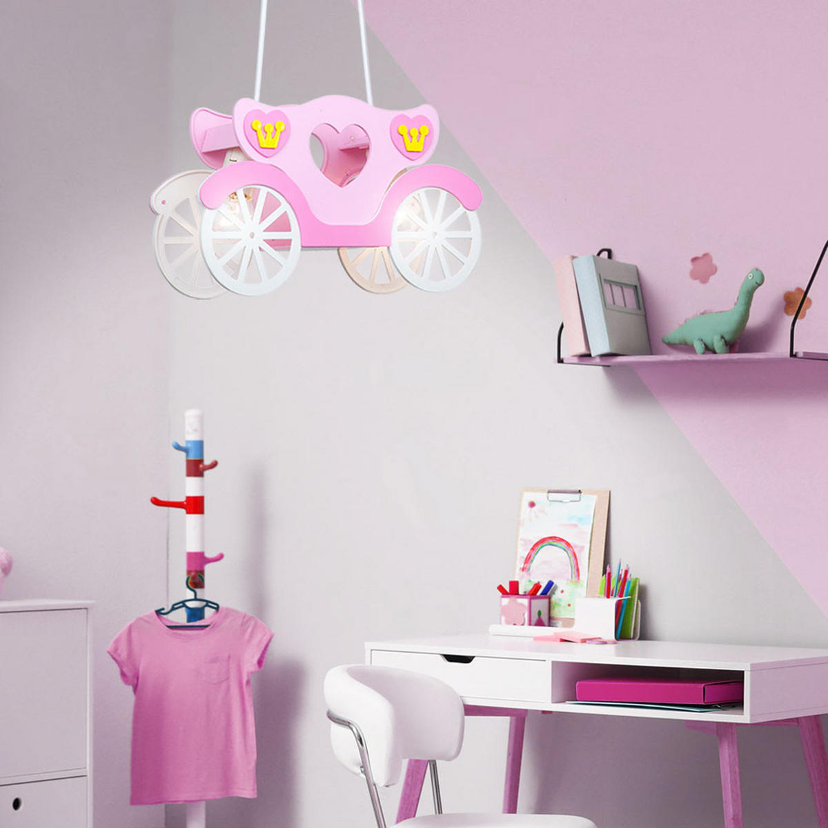 KINDERHÄNGELEUCHTE KITA Kunststoff Rosa - Rosa, Kunststoff (75/10.5/33cm) - Globo Lighting