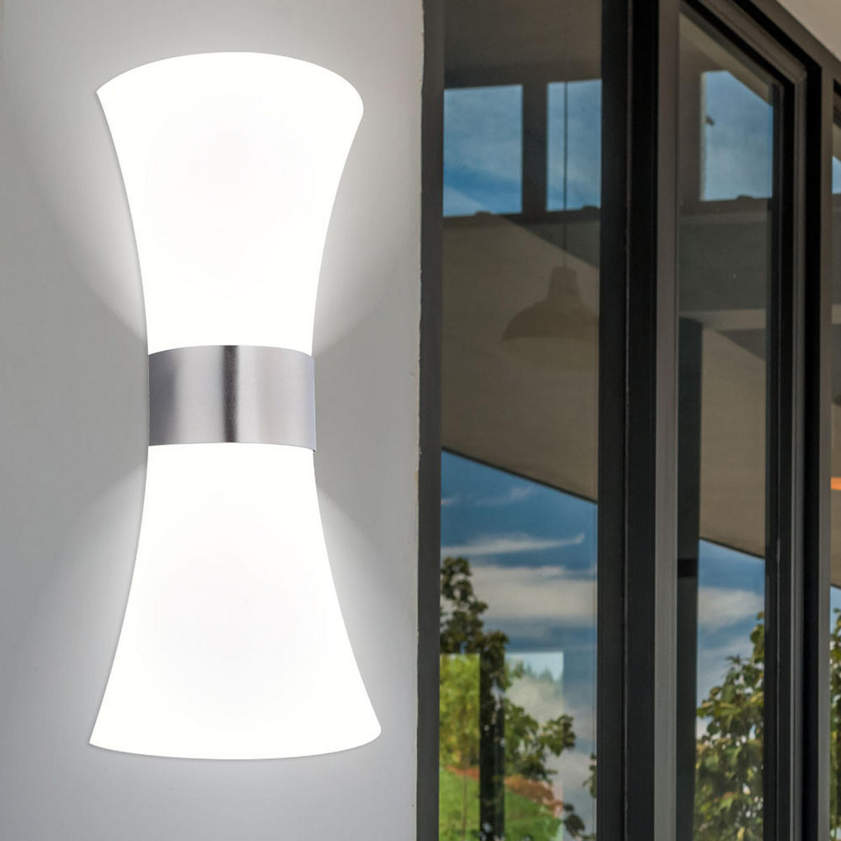 LED AUSSEN-WANDLEUCHTE Santana Weiß Edelstahl - Weiß, Metall (16/35/9.5cm) - Globo Lighting
