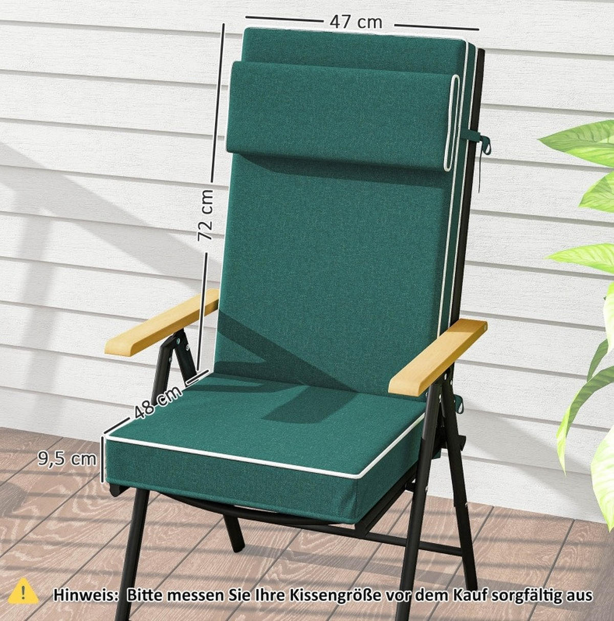 SESSELAUFLAGEN aus Polyester 120x47x9,5 cm in Grün mit Kopfstütze - Grün, Textil (47/9.5/120cm) - Modfu