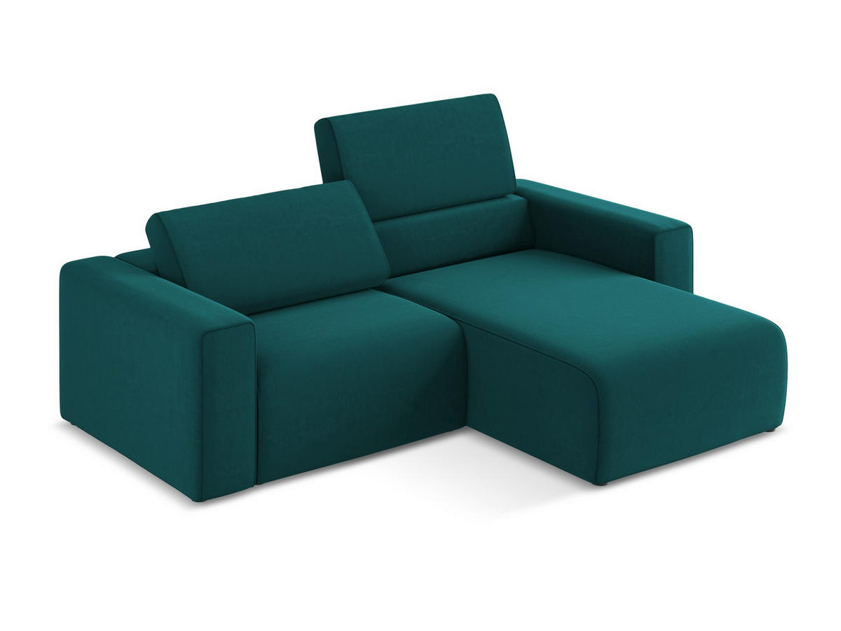 ECKSOFA Rechts Samt Stoff Blau - Blau/Petrol, Kunststoff/Textil (224/167cm) - Makamii