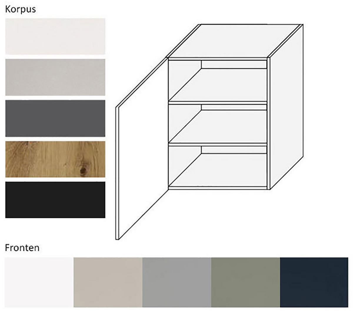 HÄNGESCHRANK Oslo W2/60 Lava / Reed Green Matt 60 / 32,5 / 72cm - Dunkelgrau/Grün, Holz/Holzwerkstoff (60/72/32.5cm) - Feldmann-Wohnen