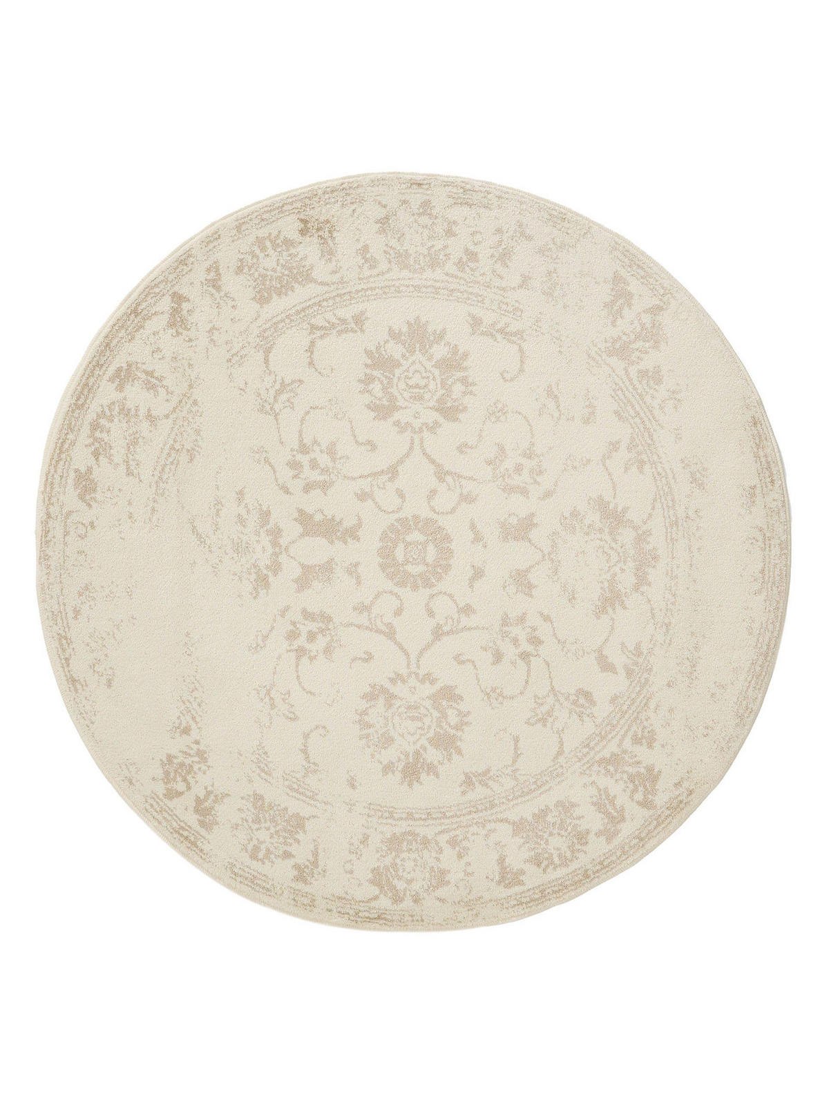 VINTAGE-TEPPICH Suki ø 160 cm rund - Beige/Creme, Kunststoff (160/160cm) - benuta
