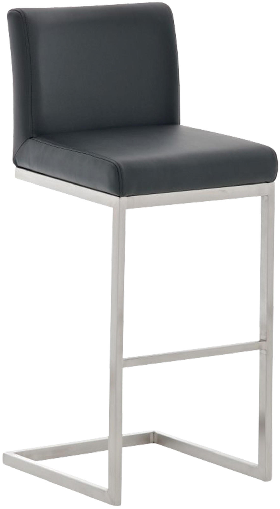 BARHOCKER Lederlook Schwarz - Edelstahlfarben/Schwarz, Textil/Metall (42/104/48cm) - CLP