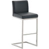 BARHOCKER Lederlook Schwarz - Edelstahlfarben/Schwarz, Textil/Metall (42/104/48cm) - CLP