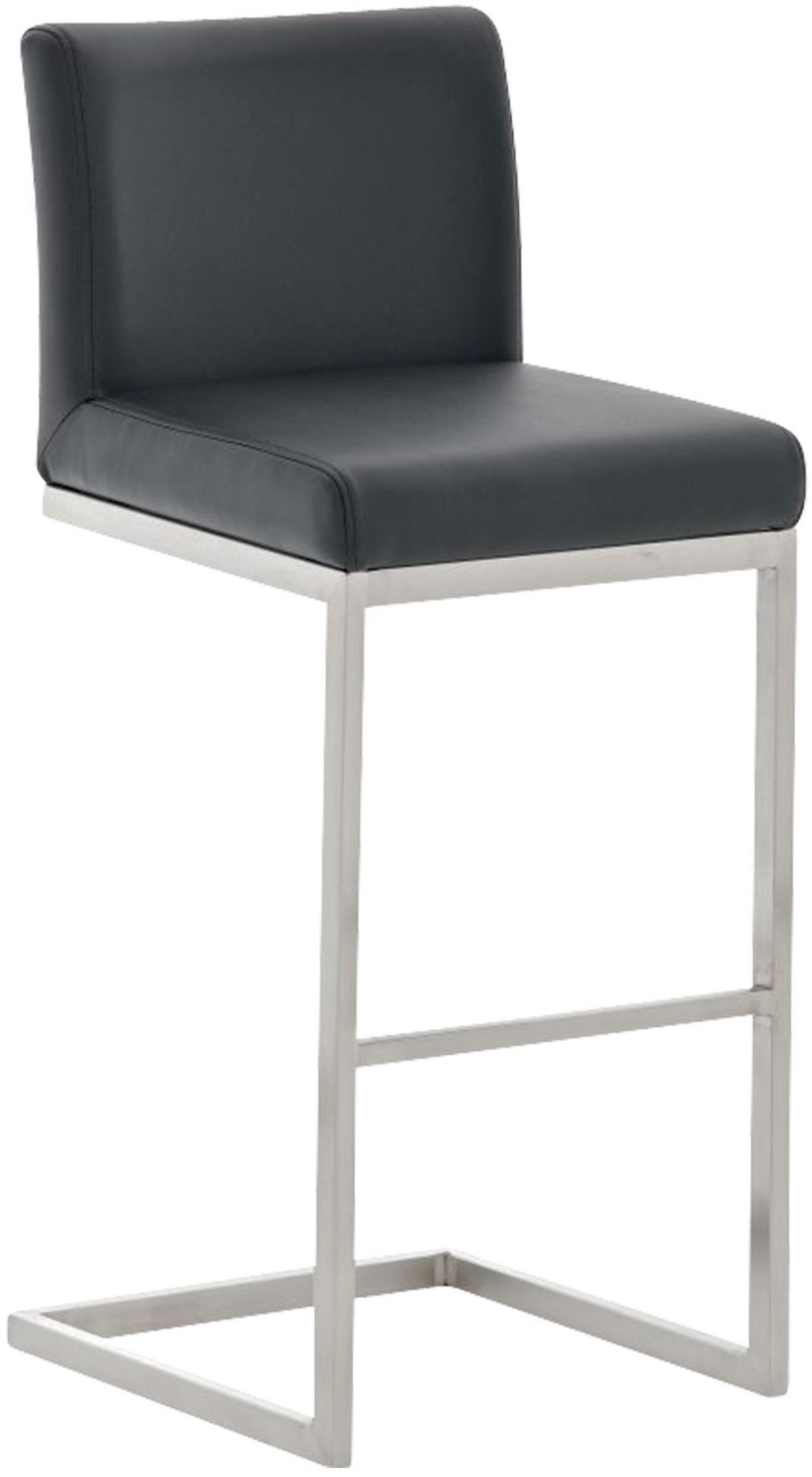 BARHOCKER Lederlook Schwarz - Edelstahlfarben/Schwarz, Textil/Metall (42/104/48cm) - CLP