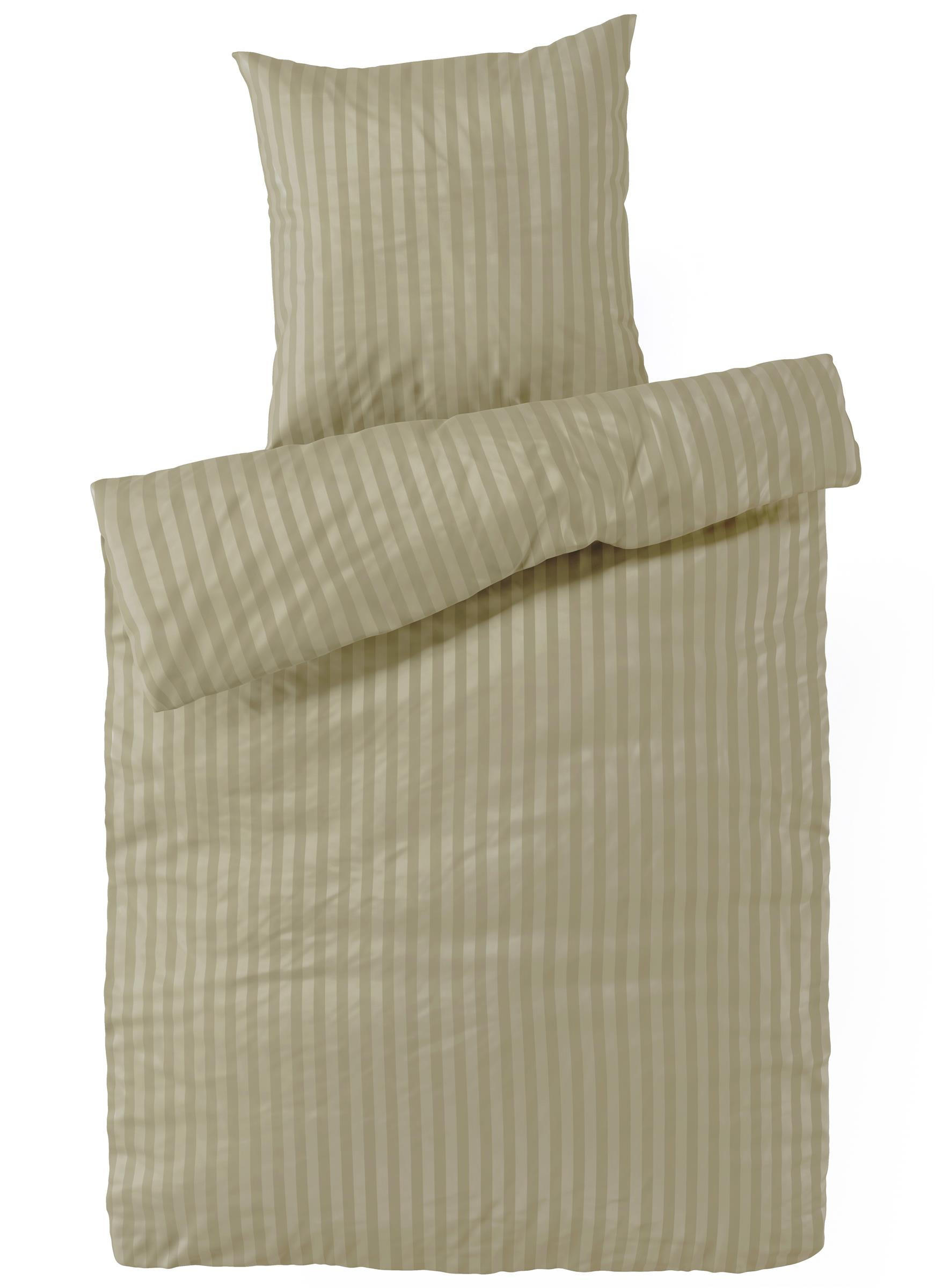 BETTWÄSCHE Damast 135x200 Beige Taupe gestreift - Made in Germany - Taupe, Textil (135/200cm) - Carpe Sonno