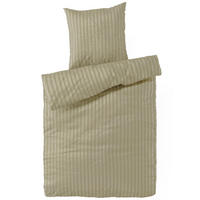 BETTWÄSCHE Damast 135x200 Beige Taupe gestreift - Made in Germany - Taupe, Textil (135/200cm) - Carpe Sonno