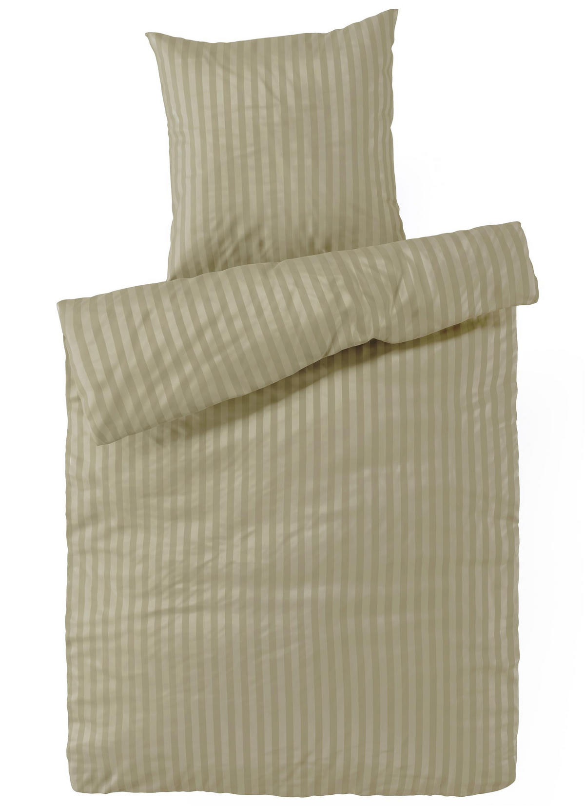 BETTWÄSCHE Damast 135x200 Beige Taupe gestreift - Made in Germany - Taupe, Textil (135/200cm) - Carpe Sonno