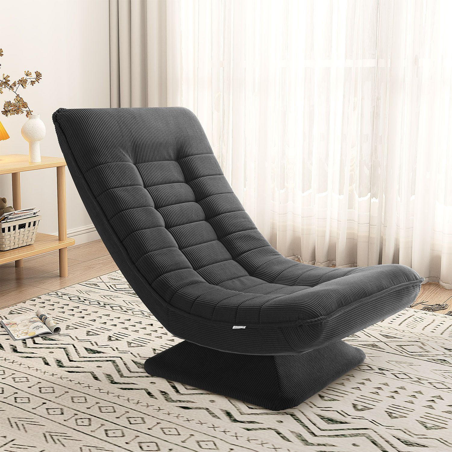 RELAXSESSEL Korsika Cord dunkelgrau - Grau, Textil (58/85/100cm) - Juskys