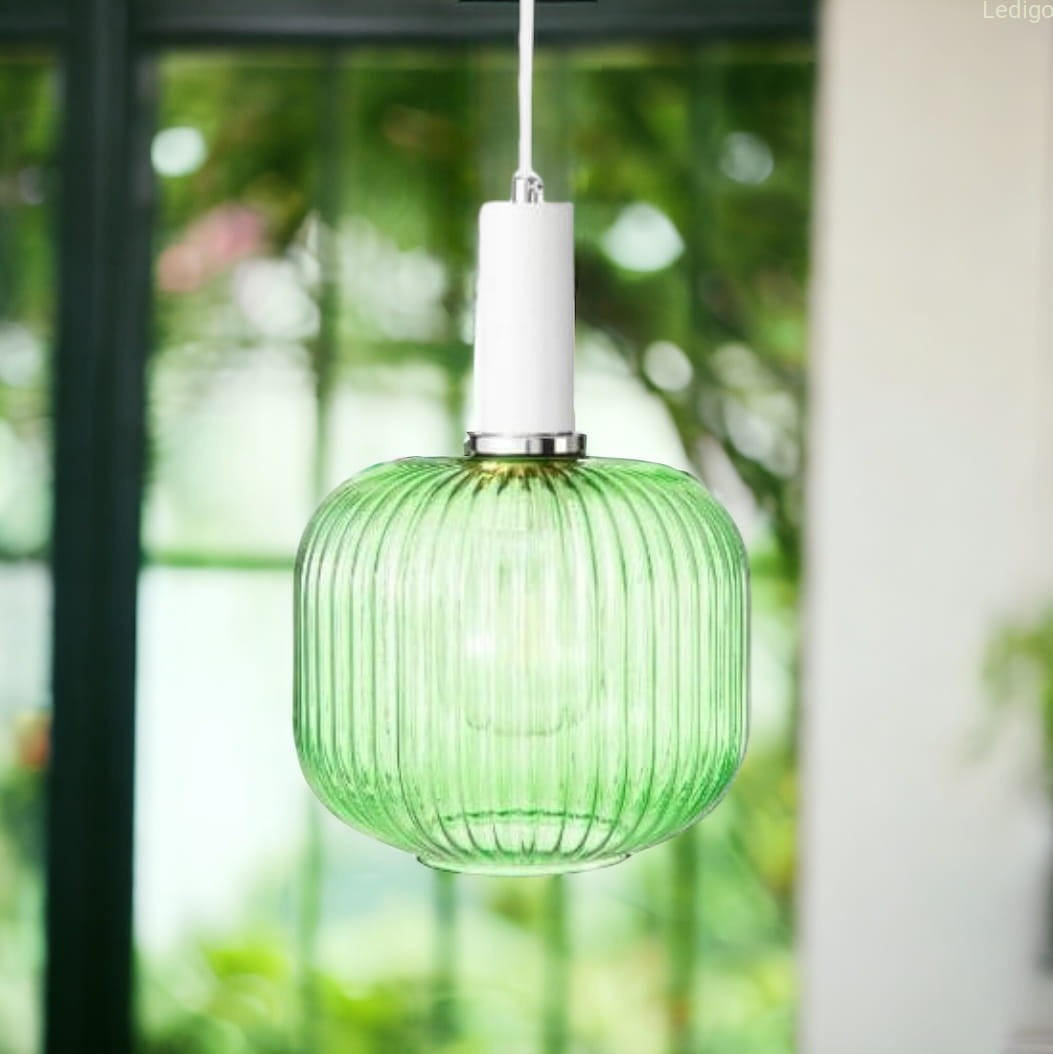 PENDELLEUCHTE Paris - Weiß/Grün, Glas/Metall (30/30/125cm) - kiki design