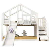 HAUSBETT 90/200 cm Weiß mit Rutsche und Stauraumtreppe - Weiß, Holzwerkstoff (90/200cm) - Flora Grace