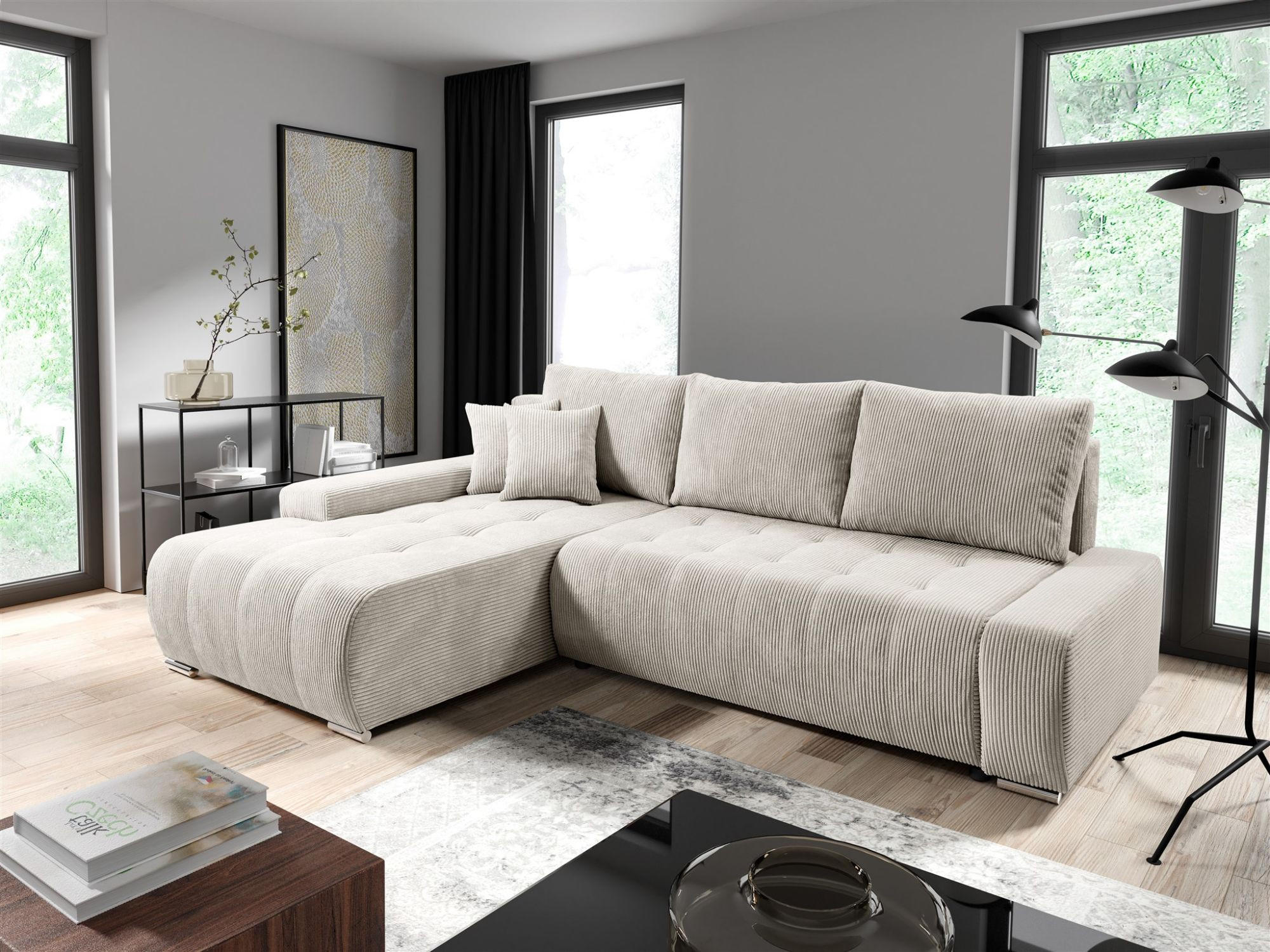 ECKSOFA Vogar In Poso - Creme, Holzwerkstoff/Textil (265/185cm) - Fun Möbel