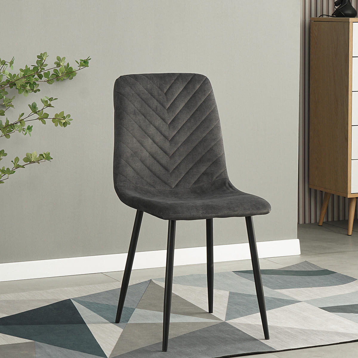 ESSZIMMERSTUHL - 2er-Set - Anthrazit, Textil/Metall (54/88/44cm) - home24