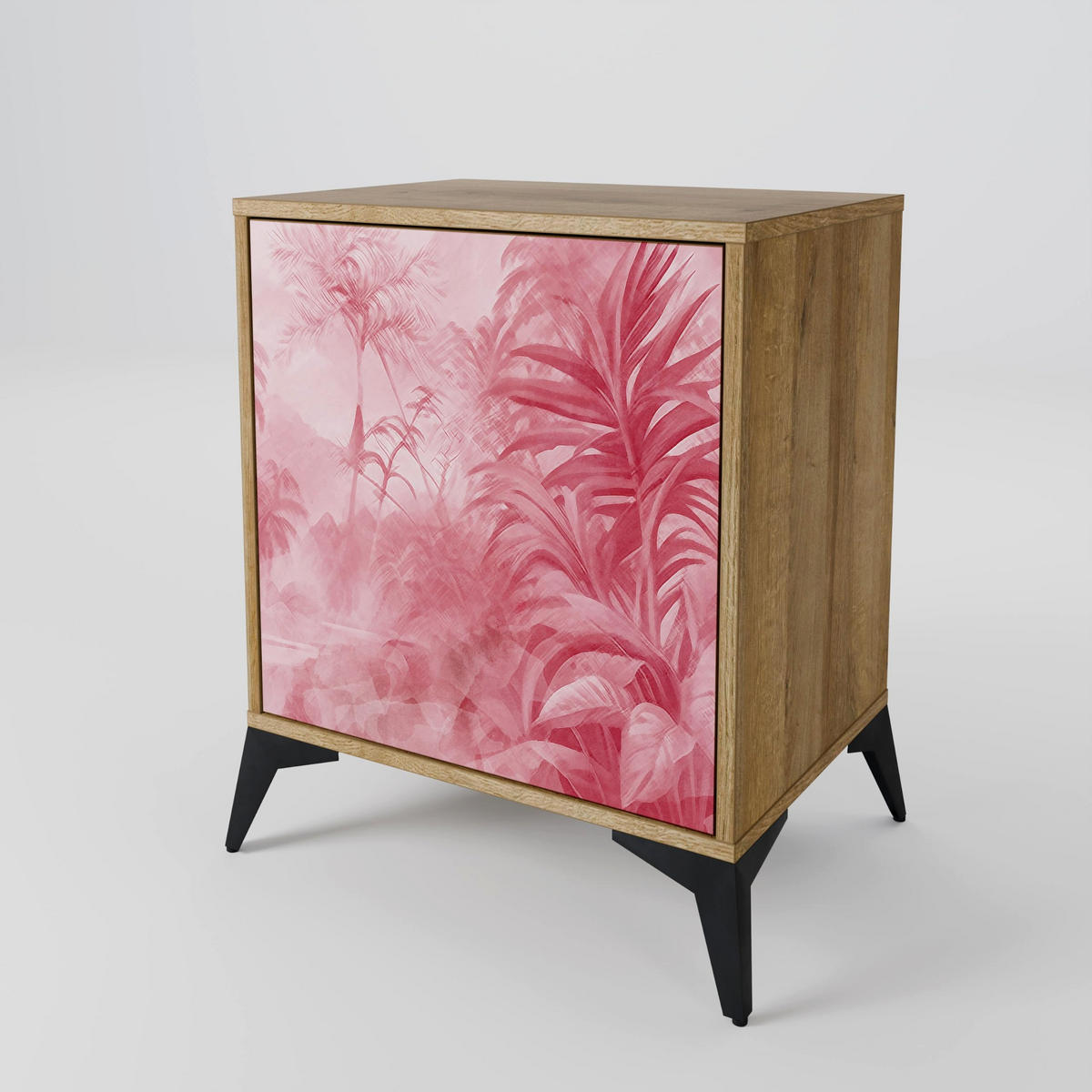 SIDEBOARD SWEET TROPICS, Eichefarben, 57,5x42x72,5 cm, Schwarze Metallfüße - Eichefarben/Multicolor, Holzwerkstoff/Metall (57.5/72.5/42cm) - SpaceRebels