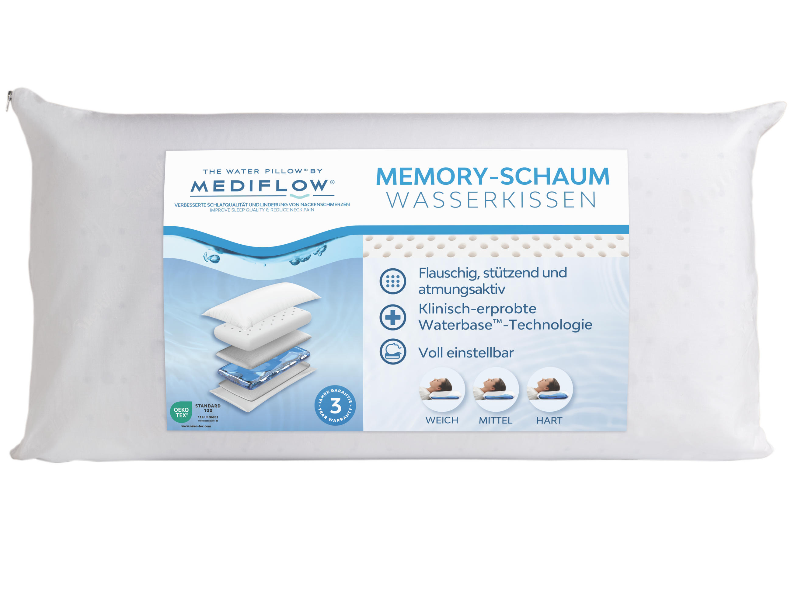 WASSERKISSEN aus Memoryschaum 40x80 cm - Weiß, Textil (40/80cm) - Mediflow