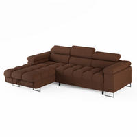 ECKSOFA CLOUD Links Kupferfarben L-Form Bouclé-Stoff mit Schlaffunktion und Bettkasten - Chromfarben/Kupferfarben, Holz/Metall (235/275cm) - Barchello