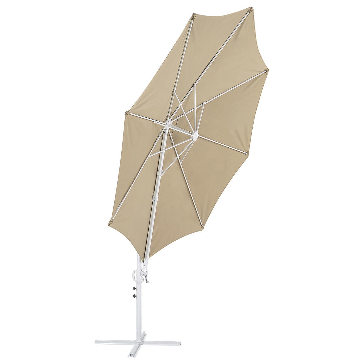 AMPELSCHIRM taupe/weiß 295 cm Savona II - Beige/Weiß, Textil (295/295cm) - Beliani