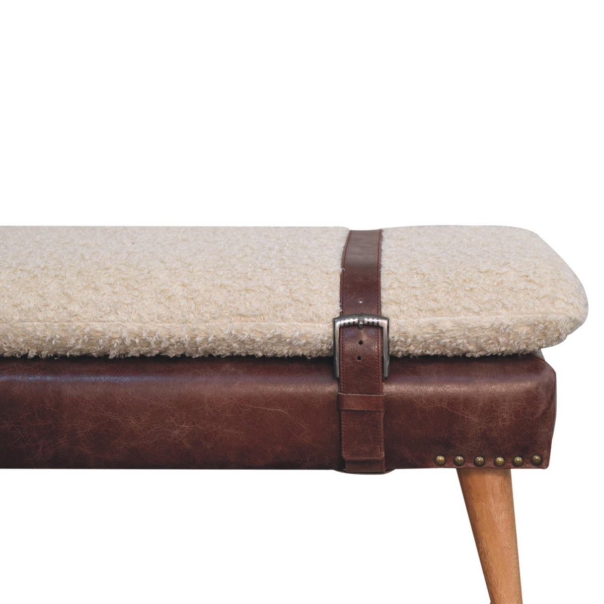 BANK Bouclé, Mahagoni - Braun, Holz (90/40/35cm) - Artisan Furniture
