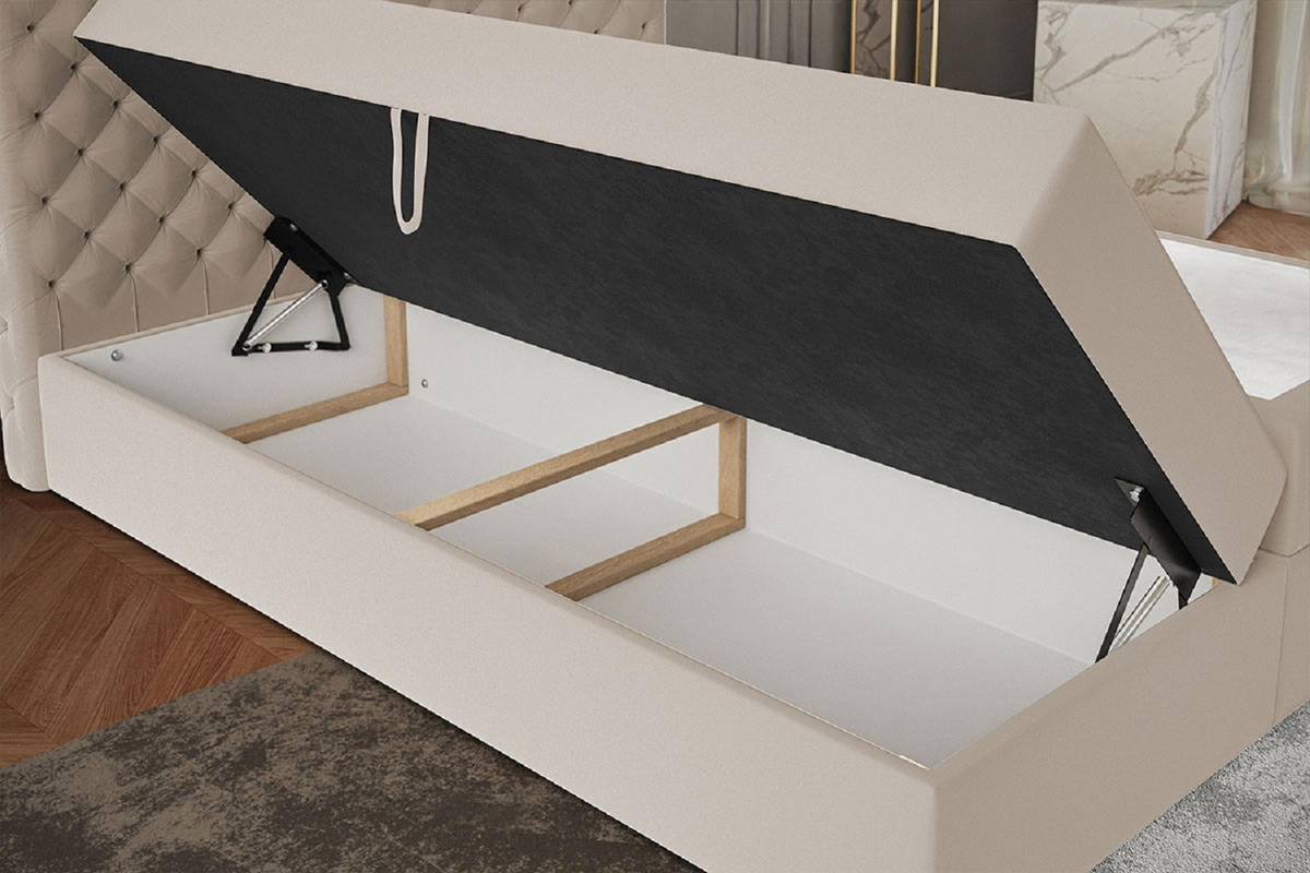 BOXSPRINGBETT 160x200 cm Doro mit Bettkasten, Matratze, Topper, Hellgrau - Hellgrau, Holz/Textil (160/200cm) - Emporius