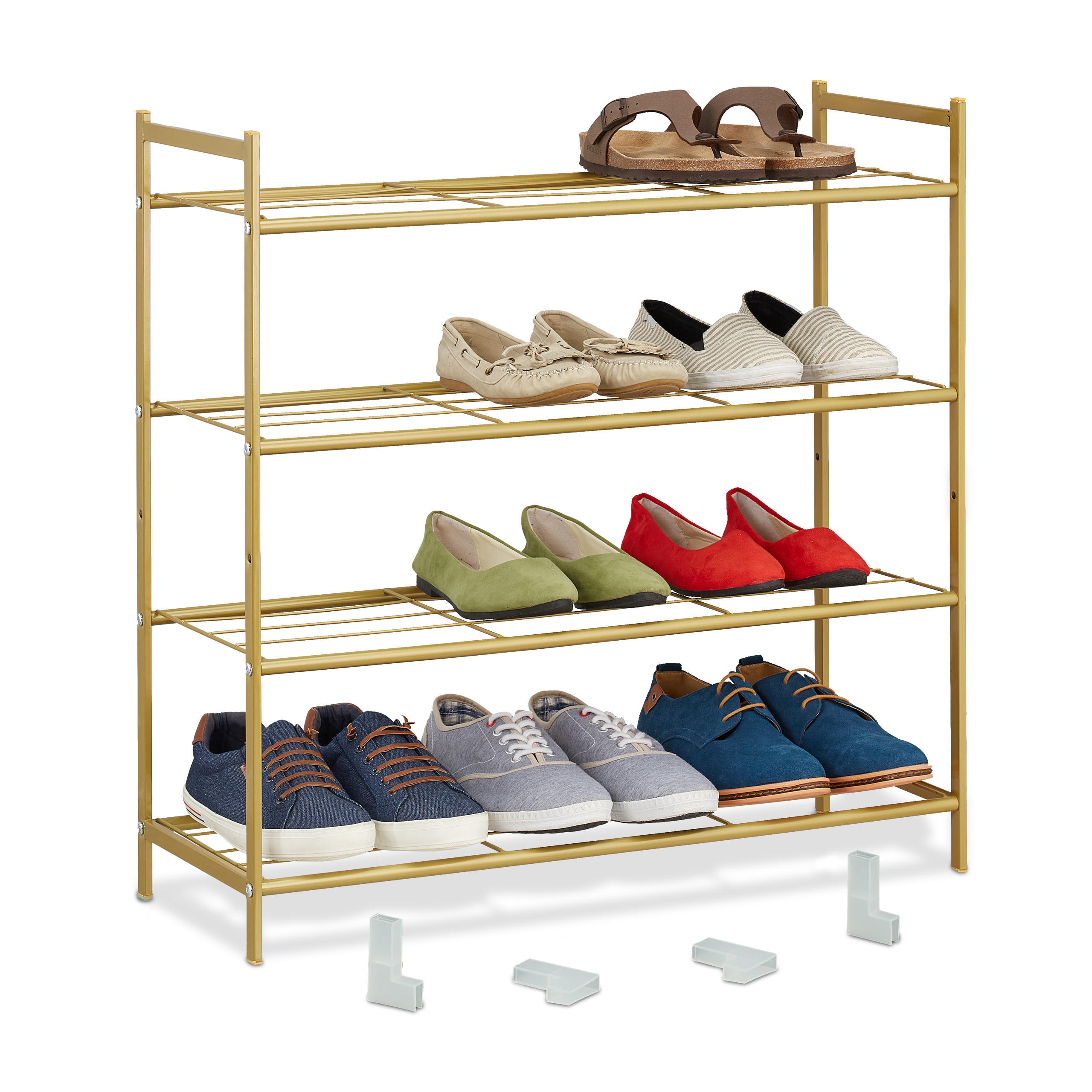 SCHUHREGAL - Goldfarben, Kunststoff/Metall (70/70/26cm) - Relaxdays