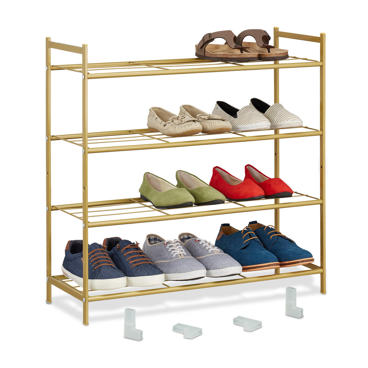 SCHUHREGAL - Goldfarben, Kunststoff/Metall (70/70/26cm) - Relaxdays