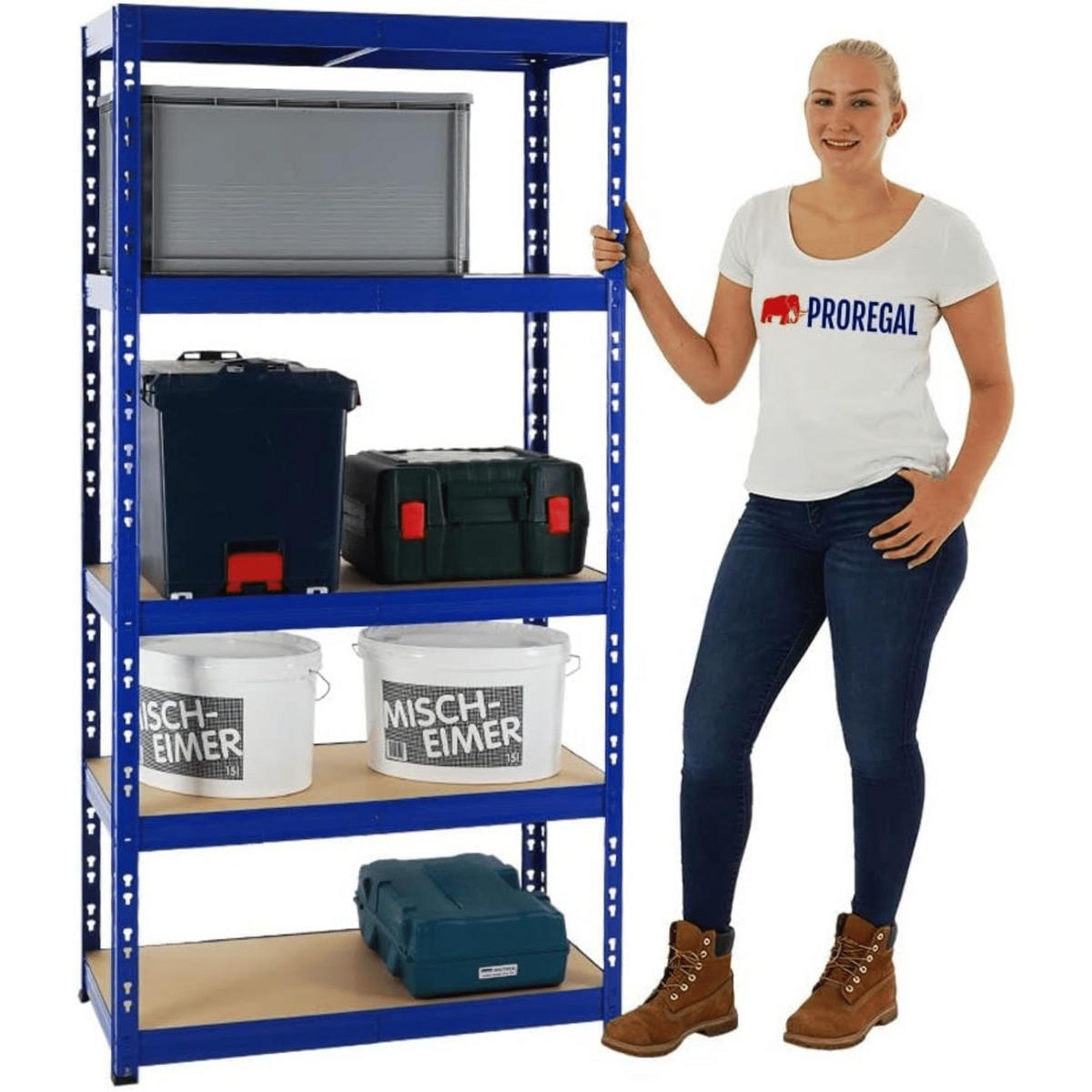 SCHWERLASTREGAL Tiger 2er-Set mit 2x 180x90x45 cm Fachlast 265 kg Blau - Blau, Metall (180/180/45cm) - PROREGAL