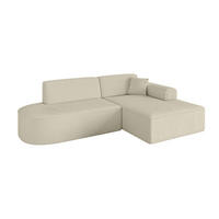 ECKSOFA Ottomane Rechts IREA-L1-v3 - 232x165x77 cm Beige - Hellbraun/Creme, Holzwerkstoff/Textil (232/165cm) - ALTDECOR