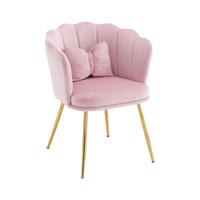 SESSEL aus Samt 63×58×77 mit vergoldete Beine, rosa - Rosa, Textil (58/77/63cm) - Luhomfu