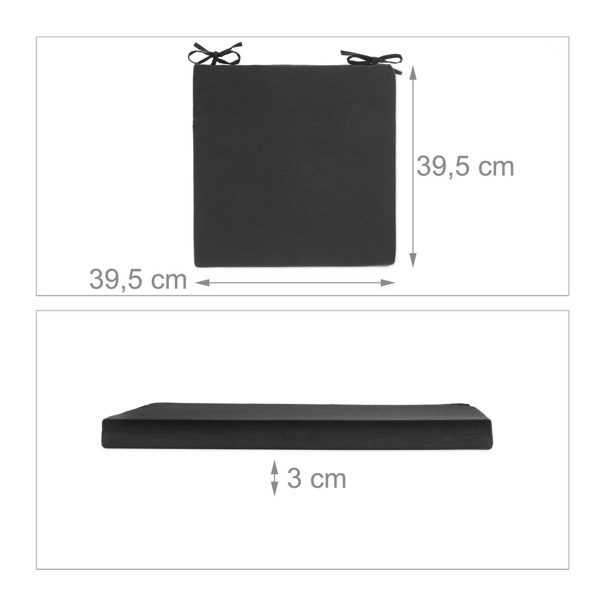 4XSTUHLKISSEN - Schwarz, Textil (39.5/3/39.5cm) - Relaxdays