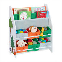 KINDERREGAL - Multicolor, Holzwerkstoff/Textil (62.5/74/31cm) - Relaxdays