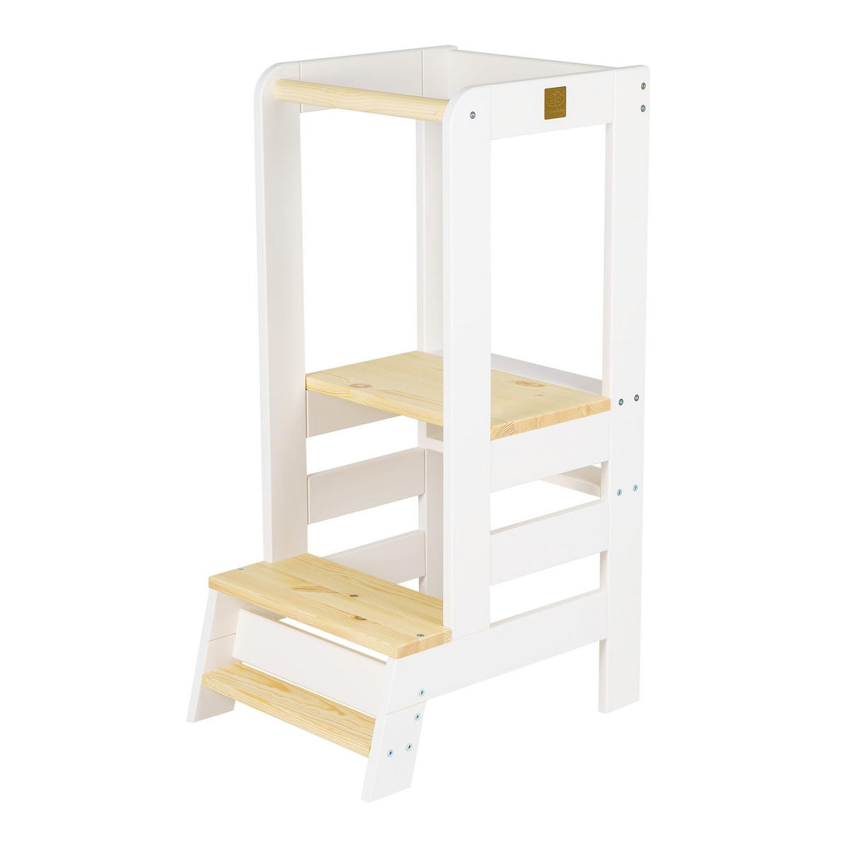 LERNTURM für Kinder, Natur Holz, Weiß-Natur - Weiß/Naturfarben, Holz (39/90/90cm) - MeowBaby