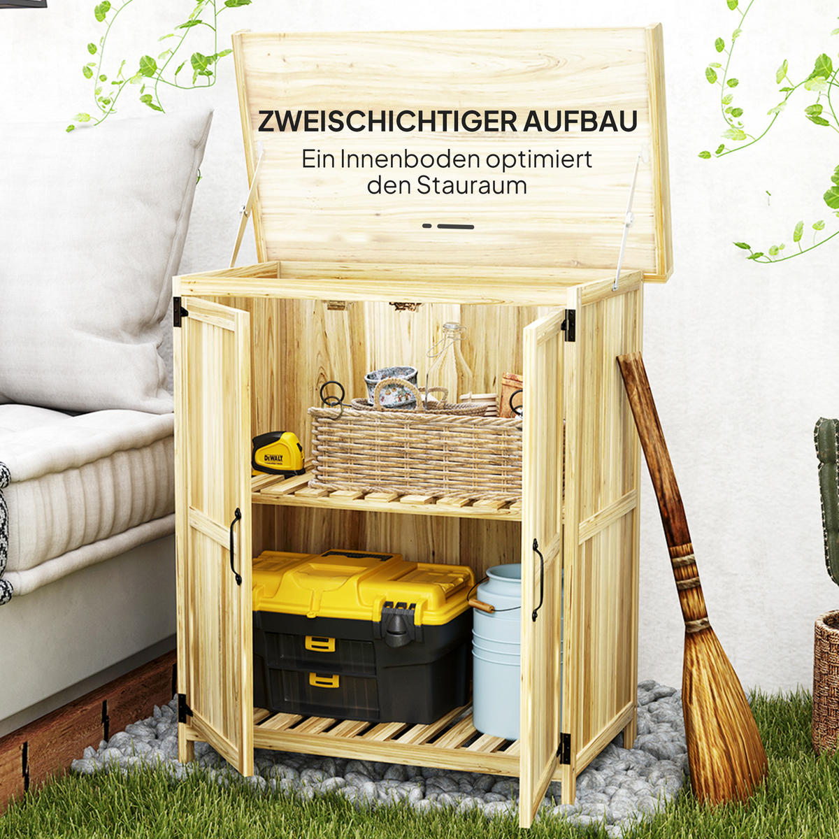 GARTENSCHRANK DE-09263 Naturholz - Naturfarben, Holz (43/88/74cm) - ComfortXL