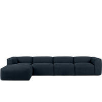 ECKMODULSOFA-LINKS BUFFO 6-Sitzer mit extrem weicher Sitzfläche, Gewebestoff, dunkelblau - Dunkelblau, Textil (377/180cm) - KONSIMO®