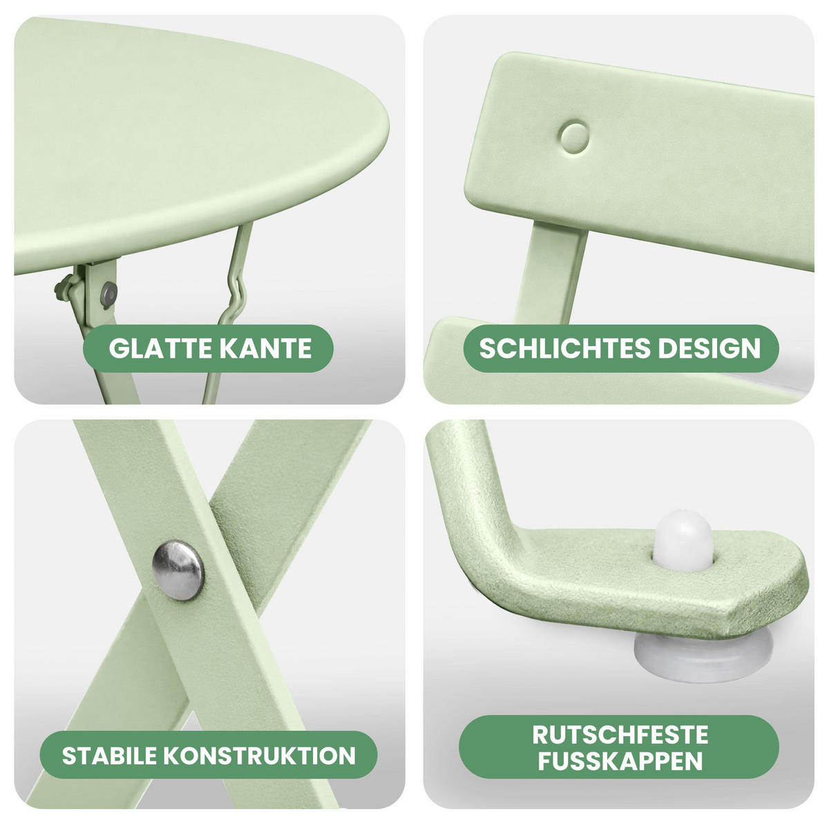 BALKONSET 3-er Set Metall Grün - Grün, Metall - Akord