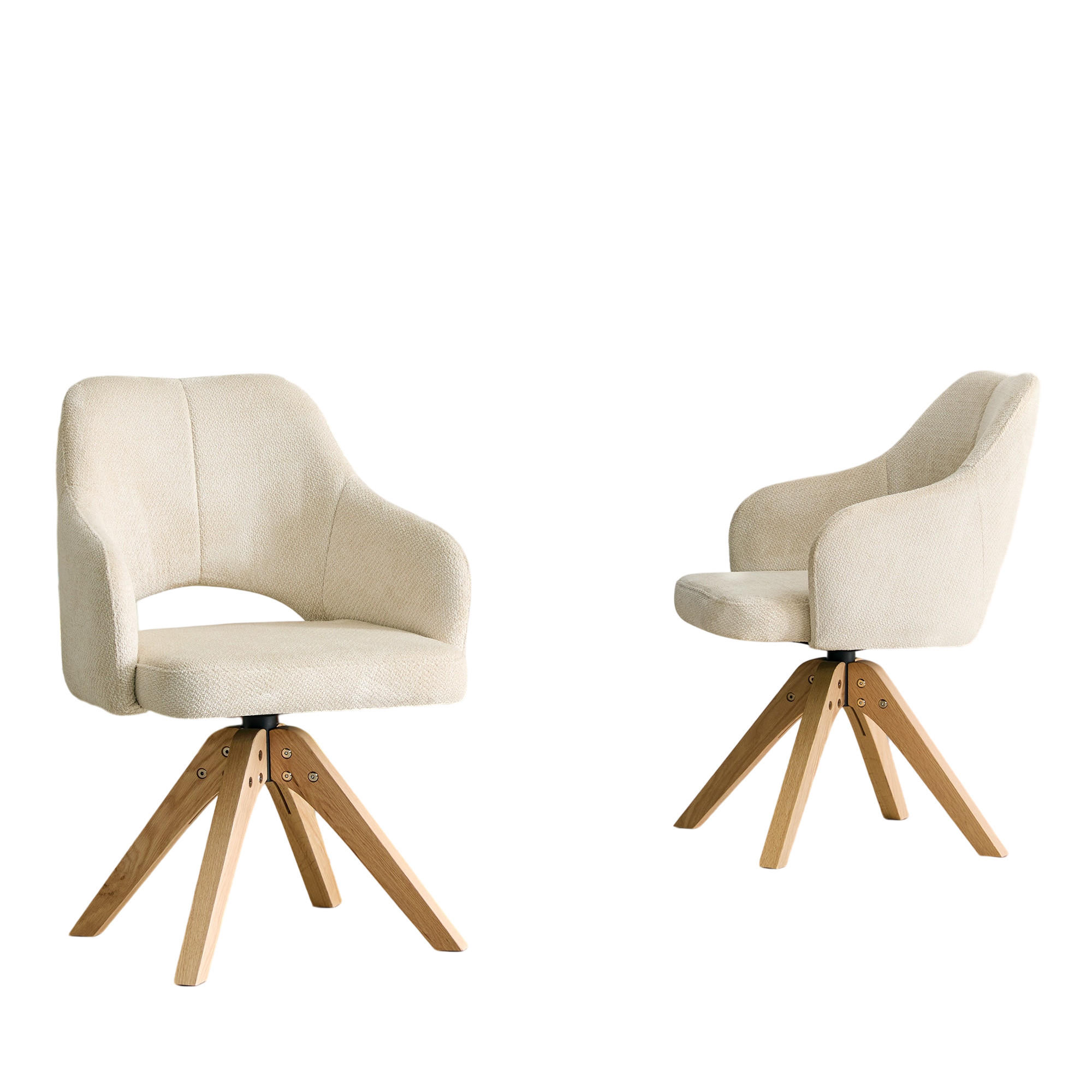 ARMLEHNSTUHL-SET DE-36630 2 Stück mit Stoffbezug und Massivholzbeinen Beige - Beige, Holz (48/85/45cm) - ComfortXL