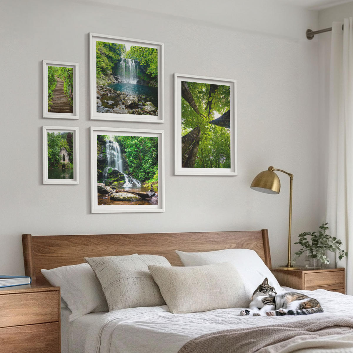 WANDBILDER 5er-Set - 50x50 cm & 20x30 cm & 40x60 cm Weißer Rahmen - Denkmäler Europas in warmen Farben - Weiß, Kunststoff (40/60cm) - ArtPrintCave