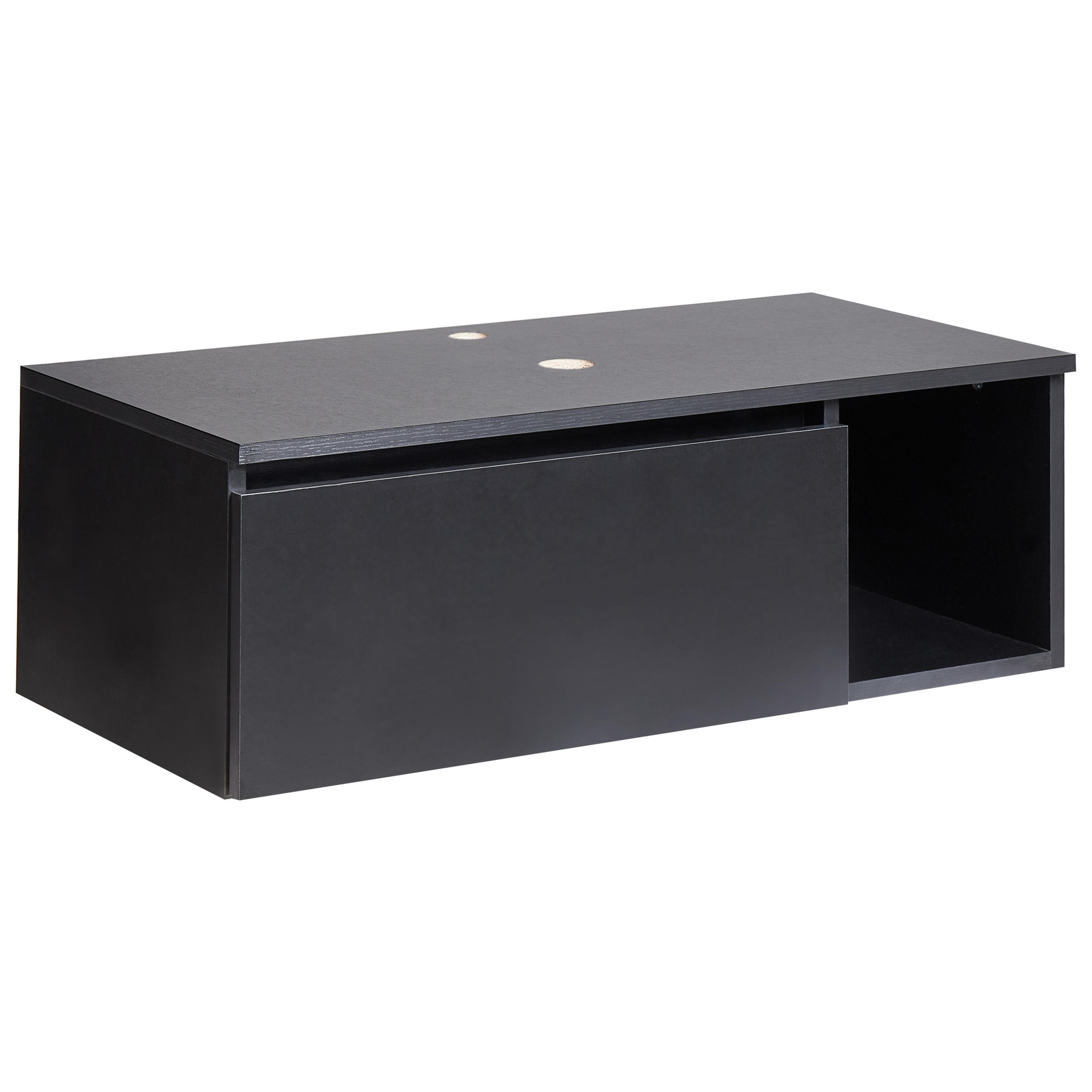 WASCHBECKENUNTERSCHRANK wandmontiertk 80 cm Schwarz Rupanco - Schwarz, Holzwerkstoff (80/27/40cm) - Beliani