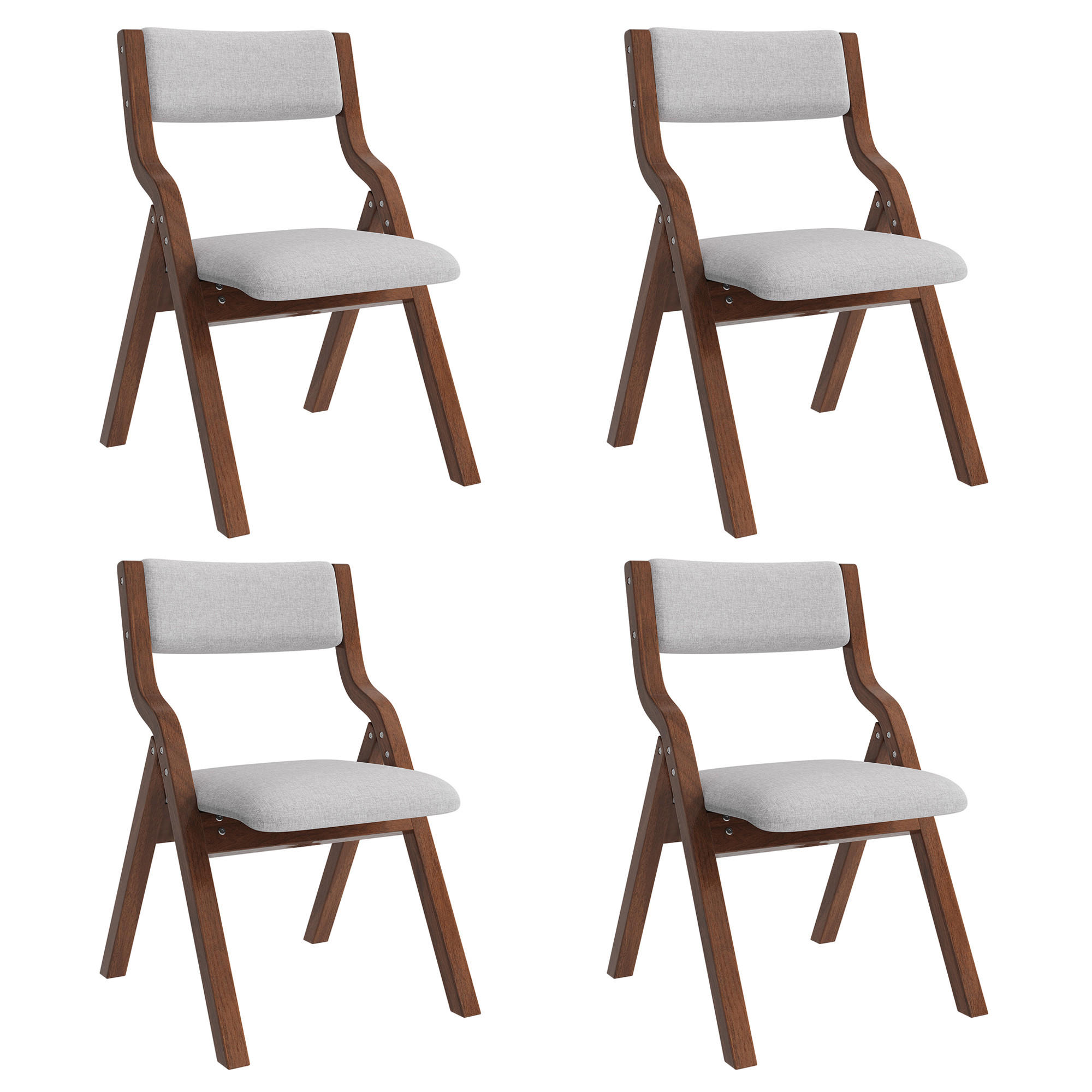 ESSZIMMERSTÜHLE 4er-Set Klappbar Massivholz Leinen Grau - Grau, Holz (55/81/49cm) - FLIEKS