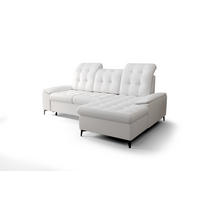 ECKSOFA KONGO RBN18, Eckcouch in L-Form mit Schlaffunktion, Farbe: Weiß, Kunstleder, Ottomane Rechts - Weiß, Textil (257/172cm) - O-Sofa