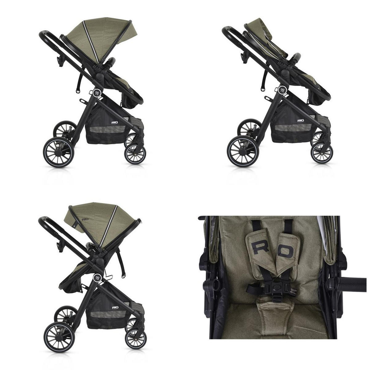 KINDERWAGEN 2 in 1 Rio grün umbaubar Fußabdeckung klappbar Korb Gurt - Grün, Metall (86/59/108cm) - Moni