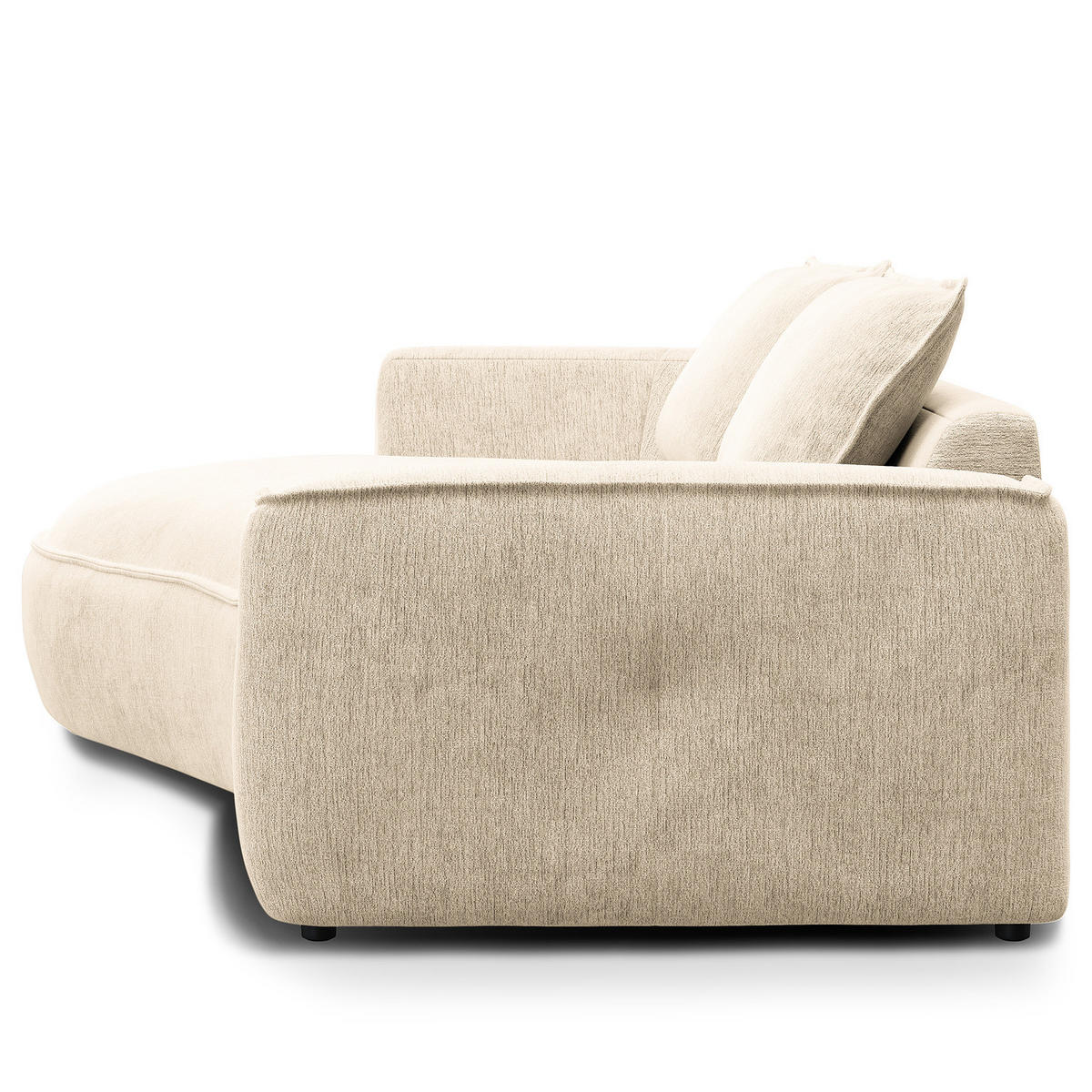 2,5-SITZER SOFA - Champagner/Schwarz, Kunststoff/Textil (217/82/146cm) - home24