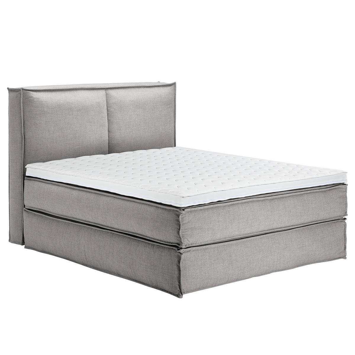 BOXSPRINGBETT mit Kopfteil - Premium - Grau, Textil (160/200cm) - home24