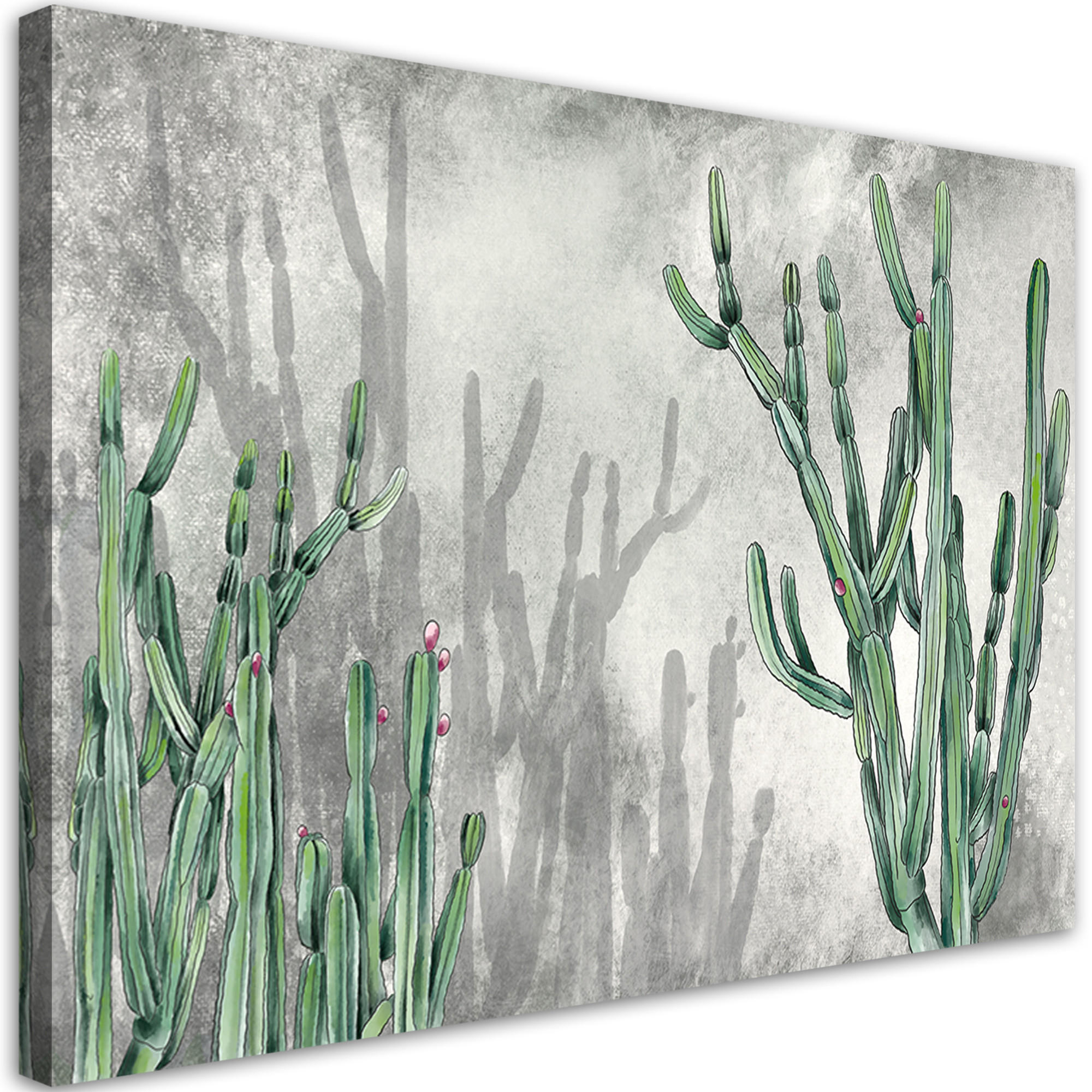 WANDBILD großer wüstenkaktus - Silberfarben, Textil (60/40cm) - Feeby